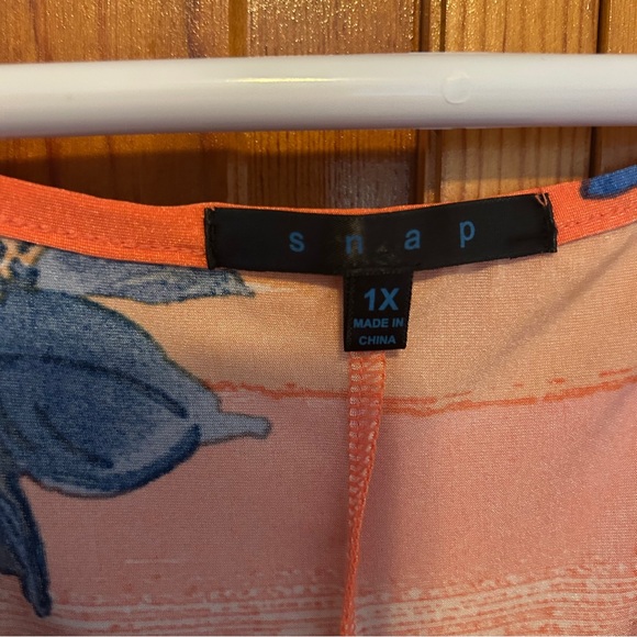 Snap Orange and Blue Floral Sleeveless Sundress Maxi - Picture 2 of 9